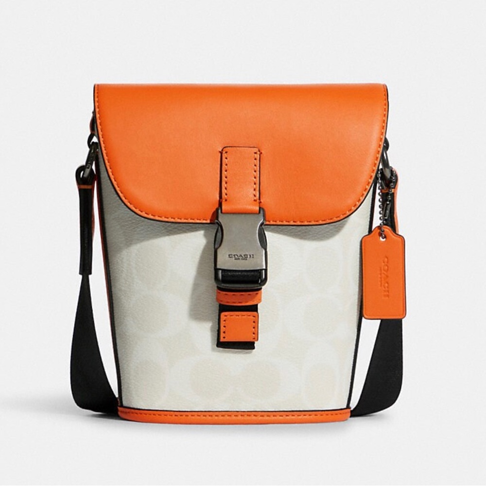 Coach Track Small Flap Crossbody In Signature Canvas